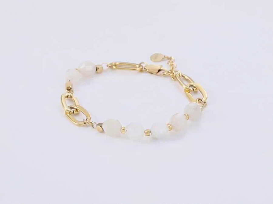BSS857 STAINLESS STEEL BRACELET WITH NATURAL STONE AAB CO..