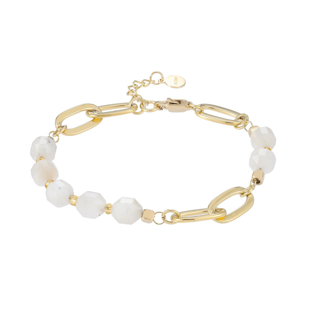BSS857 STAINLESS STEEL BRACELET WITH NATURAL STONE AAB CO..