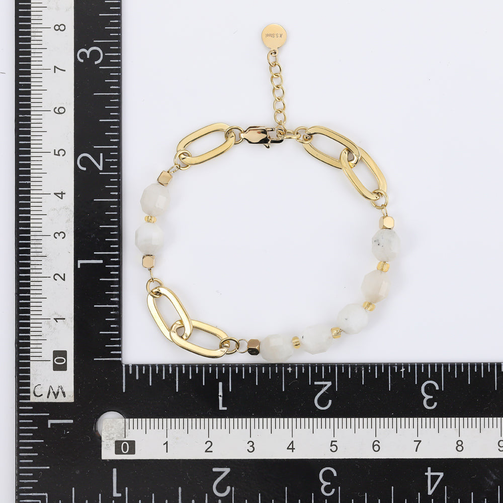 BSS857 STAINLESS STEEL BRACELET WITH NATURAL STONE AAB CO..