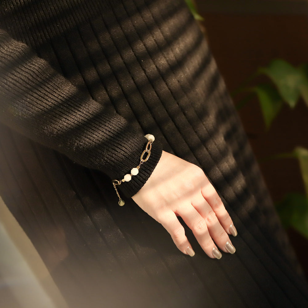 BSS857 STAINLESS STEEL BRACELET WITH NATURAL STONE AAB CO..