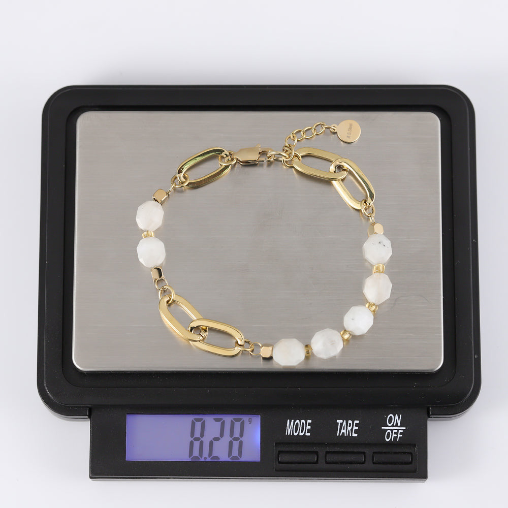 BSS857 STAINLESS STEEL BRACELET WITH NATURAL STONE AAB CO..