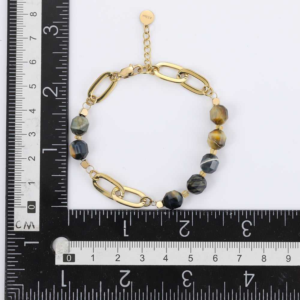 BSS857 STAINLESS STEEL BRACELET WITH NATURAL STONE AAB CO..