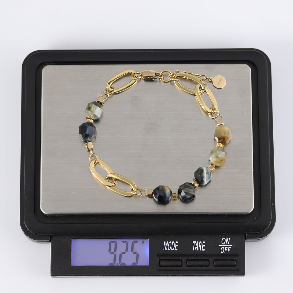 BSS857 STAINLESS STEEL BRACELET WITH NATURAL STONE AAB CO..