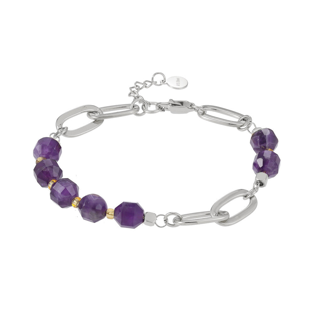 BSS857 STAINLESS STEEL BRACELET WITH NATURAL STONE AAB CO..