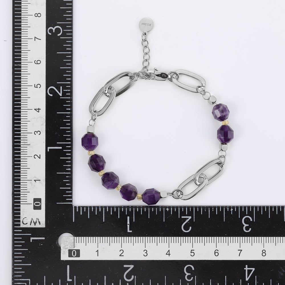 BSS857 STAINLESS STEEL BRACELET WITH NATURAL STONE AAB CO..