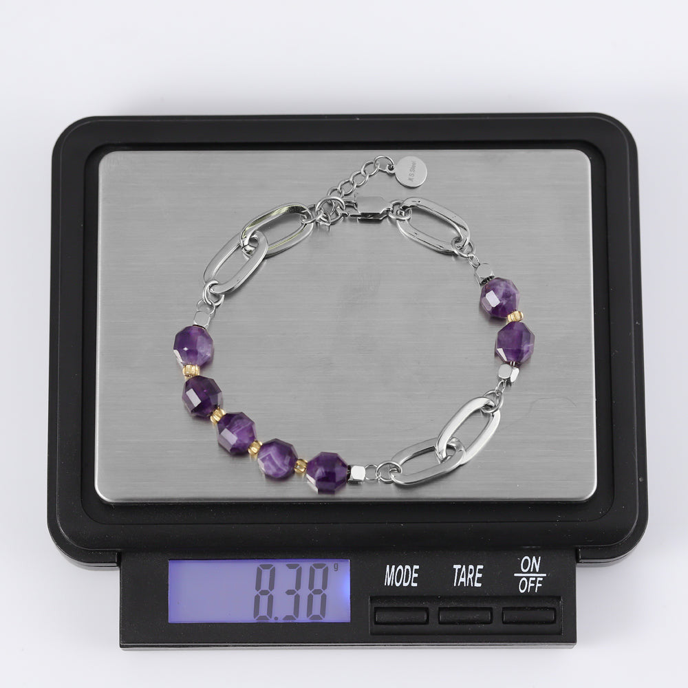 BSS857 STAINLESS STEEL BRACELET WITH NATURAL STONE AAB CO..