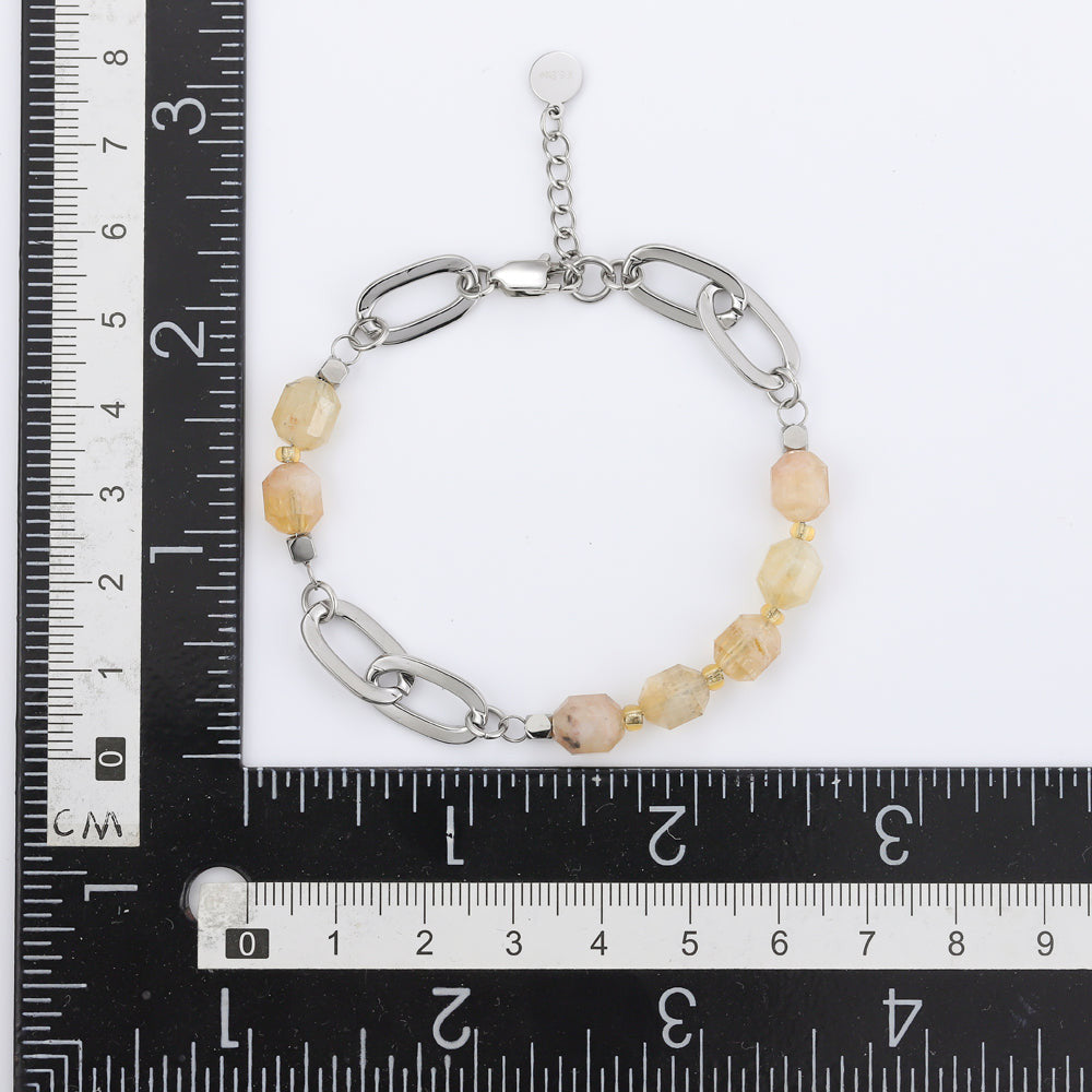 BSS857 STAINLESS STEEL BRACELET WITH NATURAL STONE AAB CO..