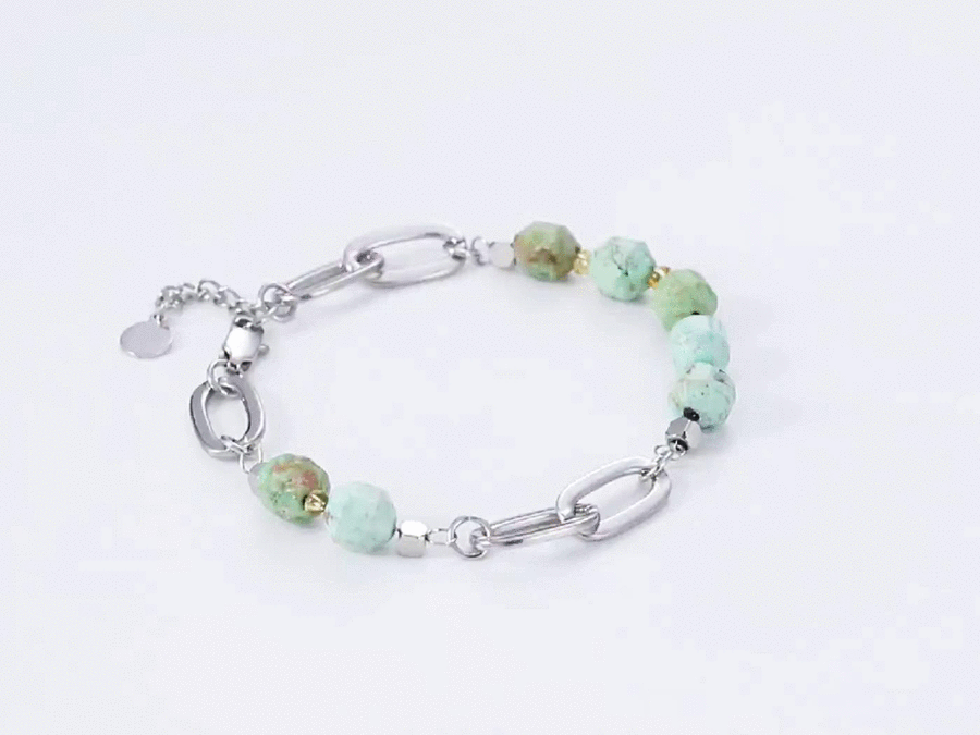 BSS857 STAINLESS STEEL BRACELET WITH NATURAL STONE AAB CO..