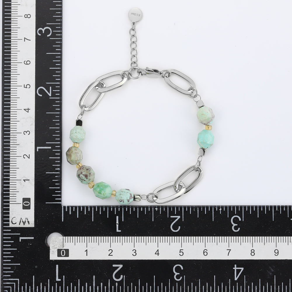 BSS857 STAINLESS STEEL BRACELET WITH NATURAL STONE AAB CO..