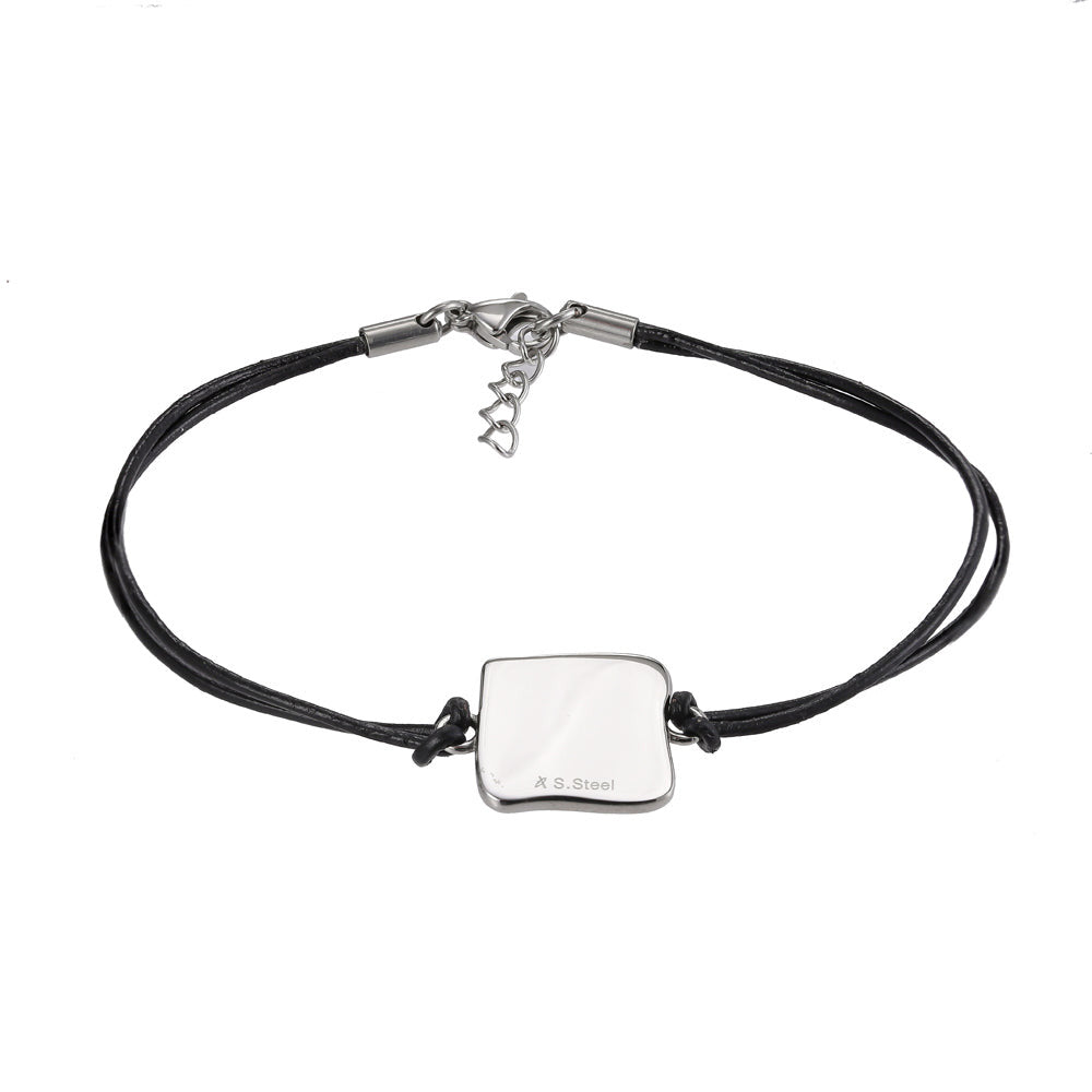 BSS870 STAINLESS STEEL BRACELET WITH LEATHER AAB CO..