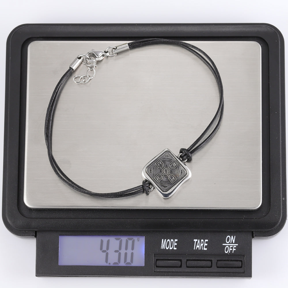 BSS870 STAINLESS STEEL BRACELET WITH LEATHER AAB CO..