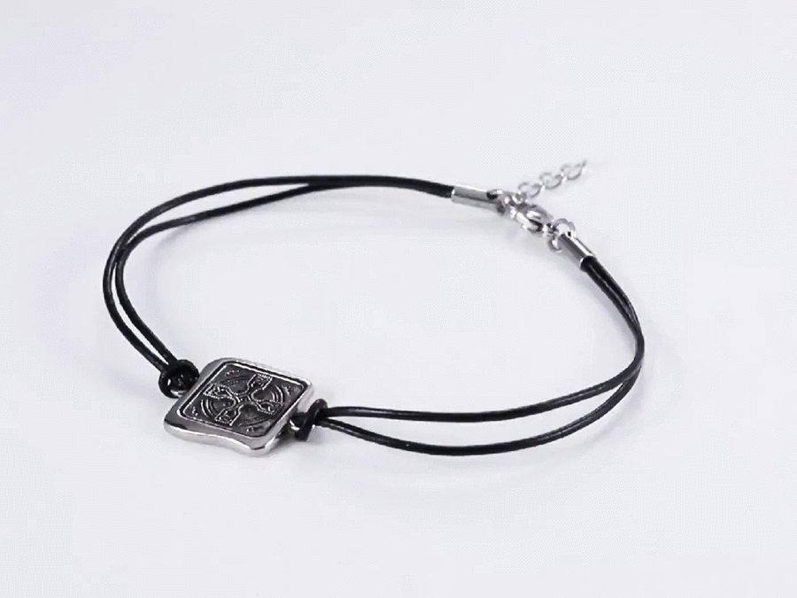 BSS870 STAINLESS STEEL BRACELET WITH LEATHER