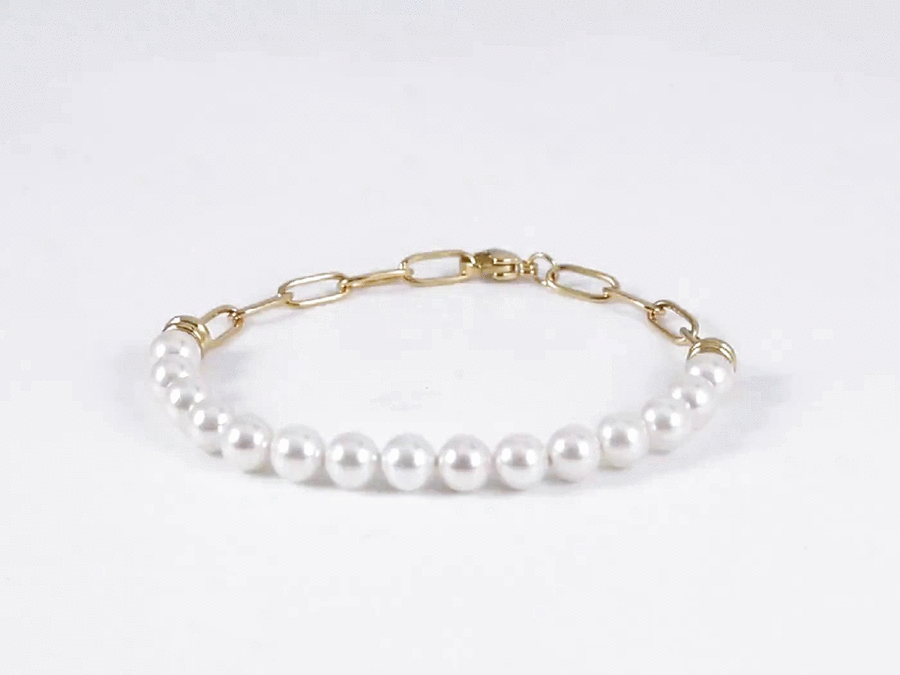 BSS880 STAINLESS STEEL BRACELET WITH SHELL PEARL AAB CO..