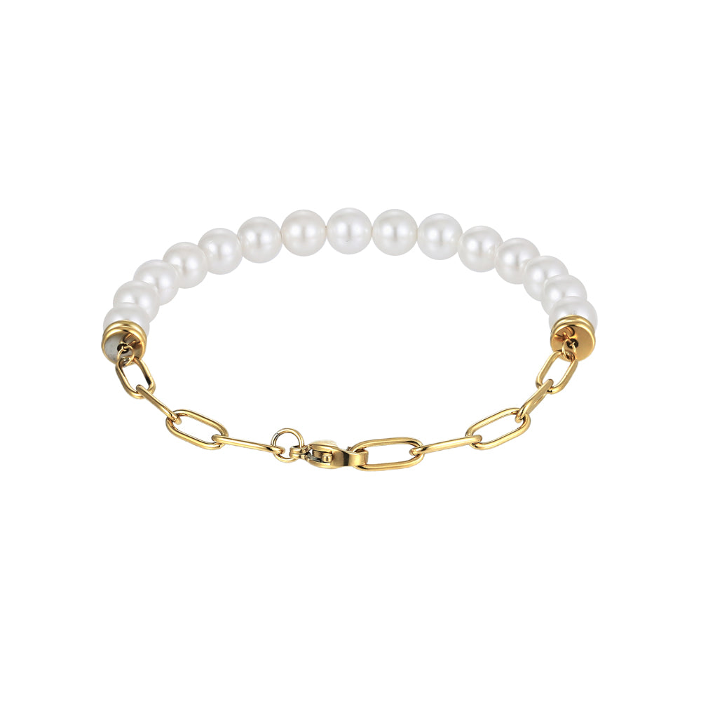 BSS880 STAINLESS STEEL BRACELET WITH SHELL PEARL