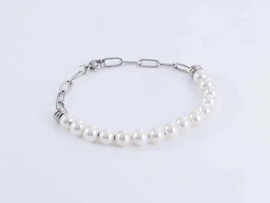BSS880 STAINLESS STEEL BRACELET WITH SHELL PEARL AAB CO..