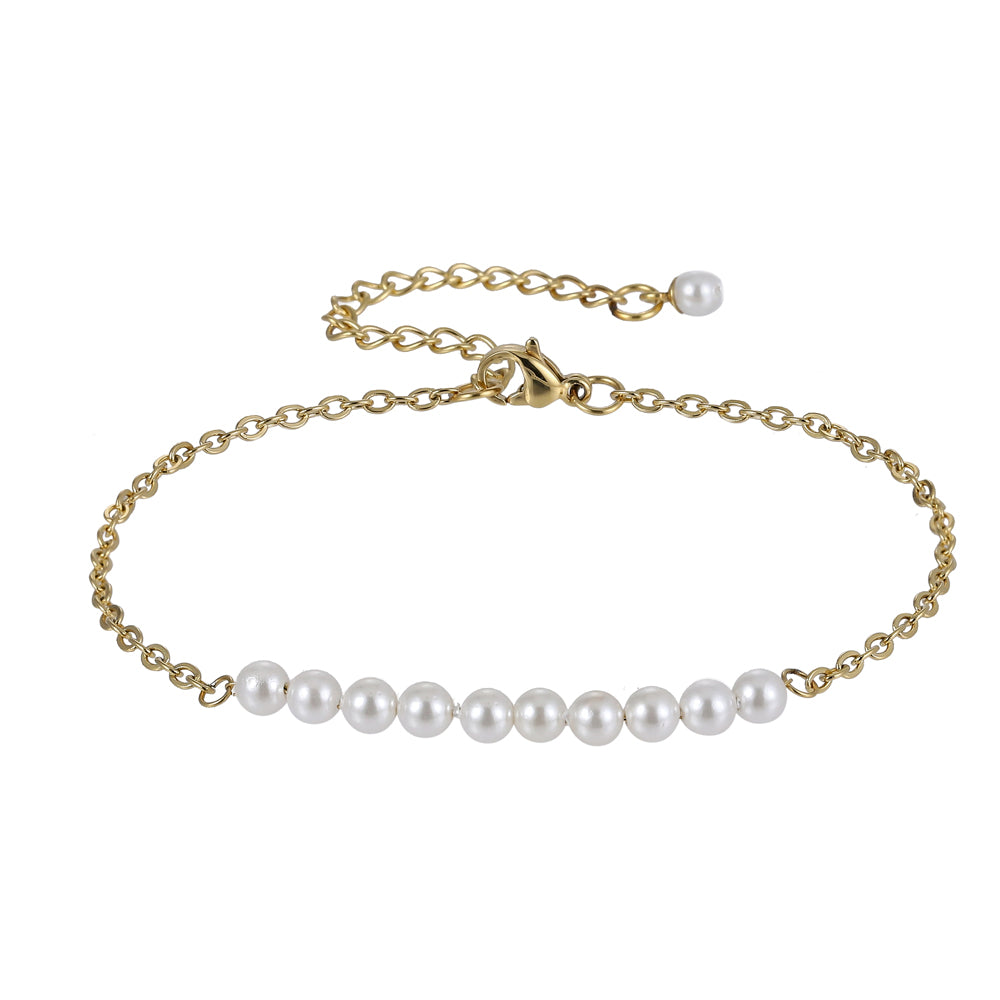 BSS883 STAINLESS STEEL BRACELET WITH SHELL PEARL