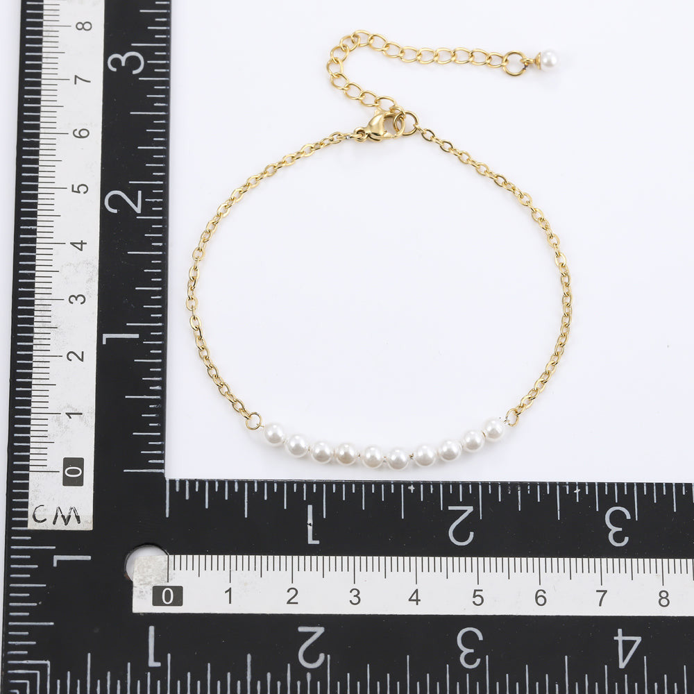 BSS883 STAINLESS STEEL BRACELET WITH SHELL PEARL AAB CO..