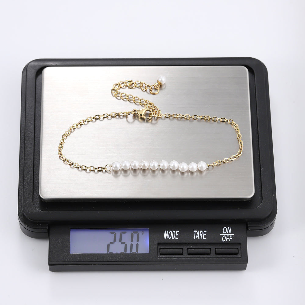 BSS883 STAINLESS STEEL BRACELET WITH SHELL PEARL AAB CO..