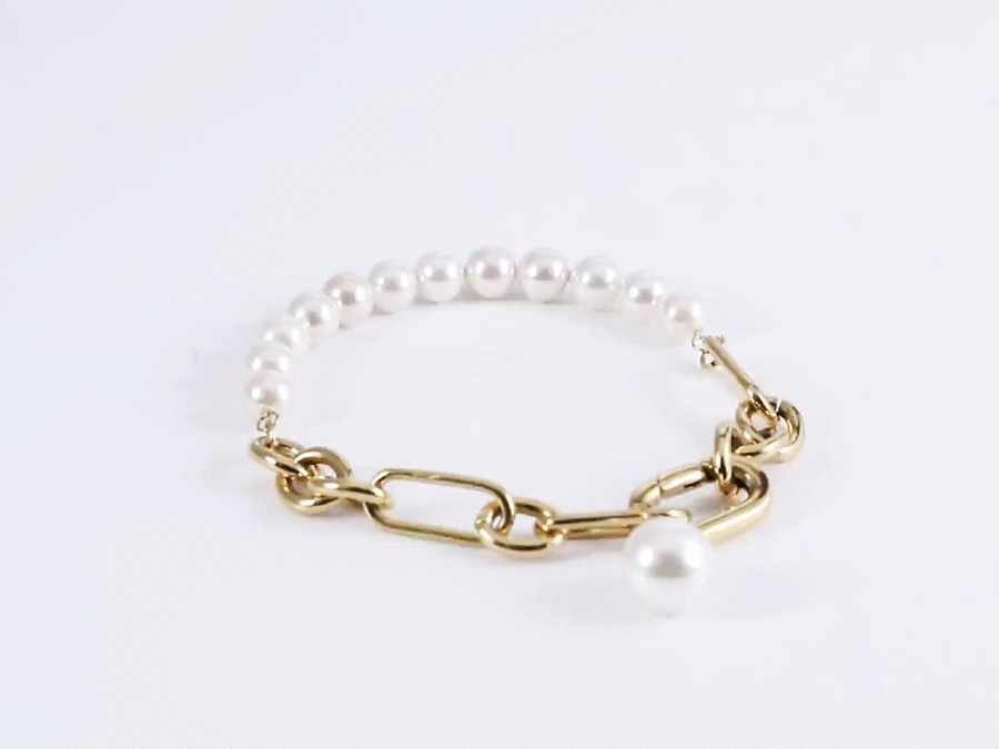 BSS884 STAINLESS STEEL BRACELET WITH SHELL PEARL AAB CO..