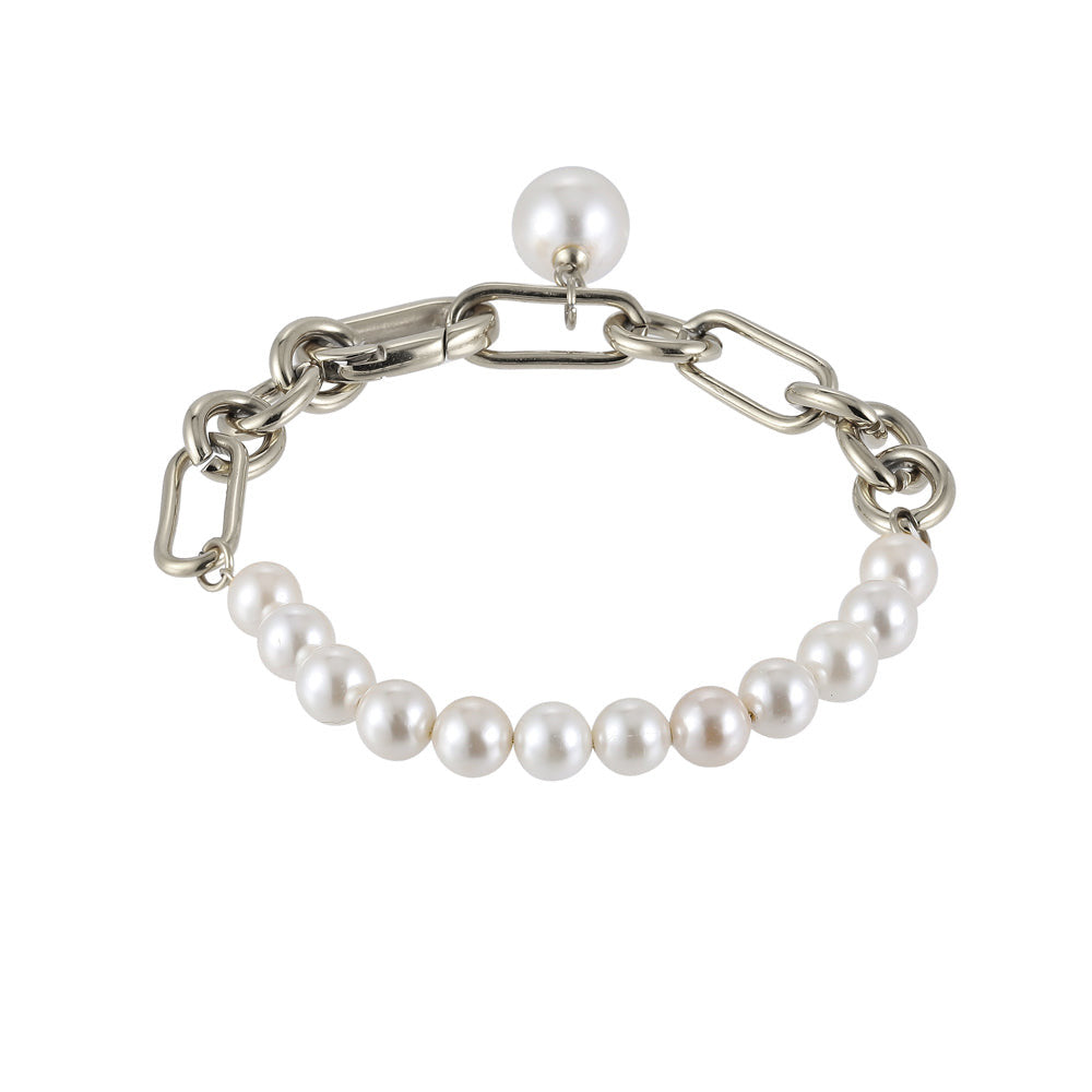 BSS884 STAINLESS STEEL BRACELET WITH SHELL PEARL AAB CO..