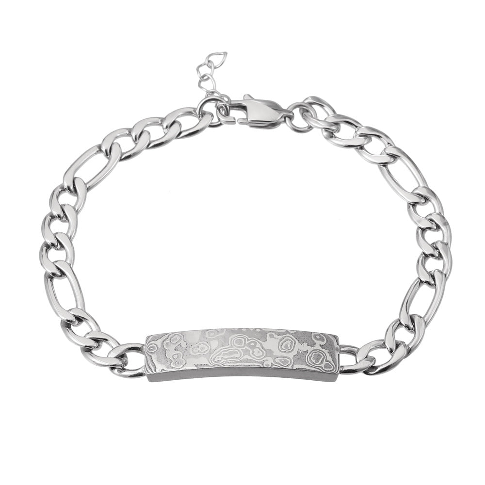 BSS903 DAMASCUS STEEL BRACELET WITH ID PLATE AAB CO..