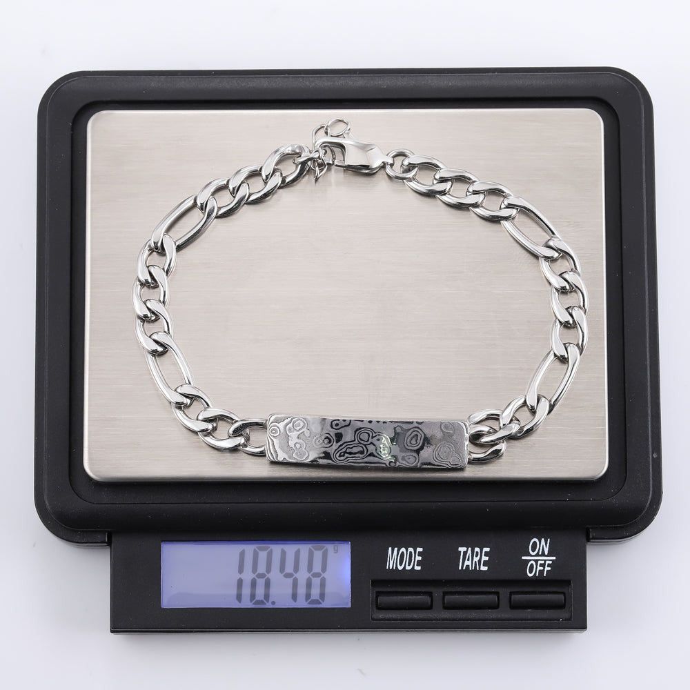 BSS903 DAMASCUS STEEL BRACELET WITH ID PLATE AAB CO..