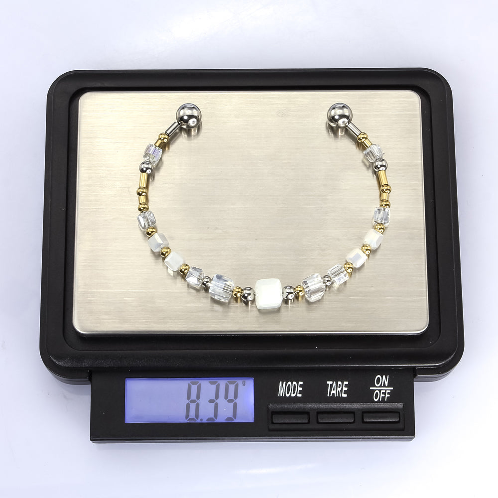 BSSG181 STAINLESS STEEL BANGLE  WITH GLASS