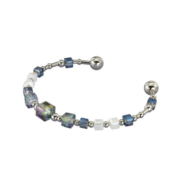 BSSG181 STAINLESS STEEL BANGLE  WITH GLASS AAB CO..