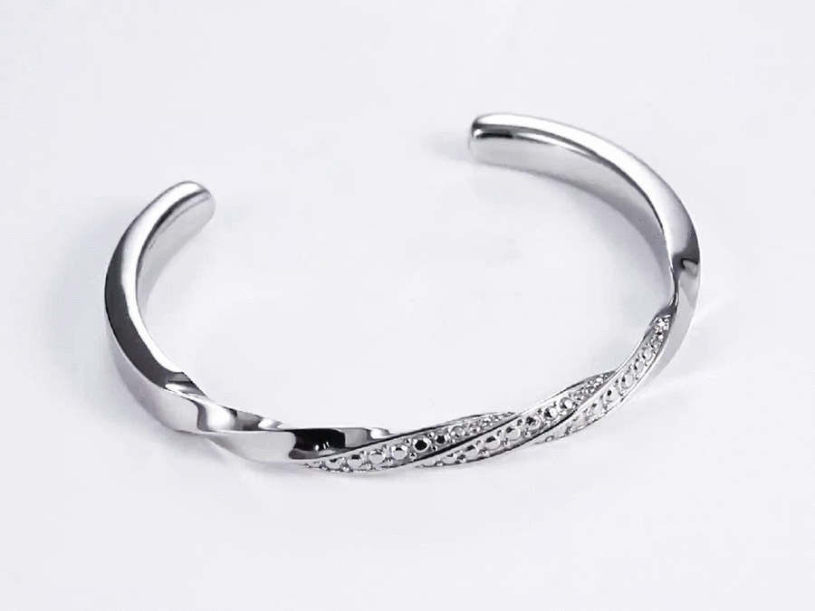 BSSG186 STAINLESS STEEL BANGLE WITH CASTING STONE EFFECT AAB CO..