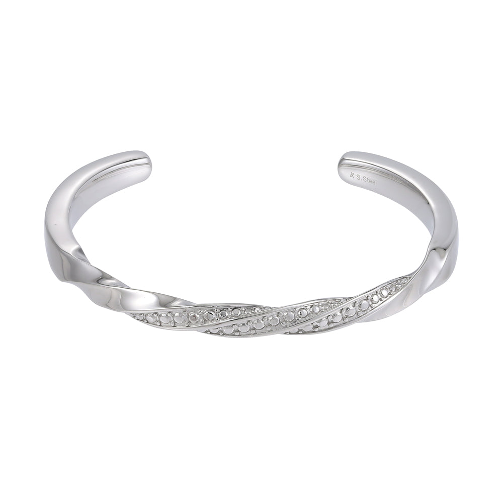 BSSG186 STAINLESS STEEL BANGLE WITH CASTING STONE EFFECT AAB CO..