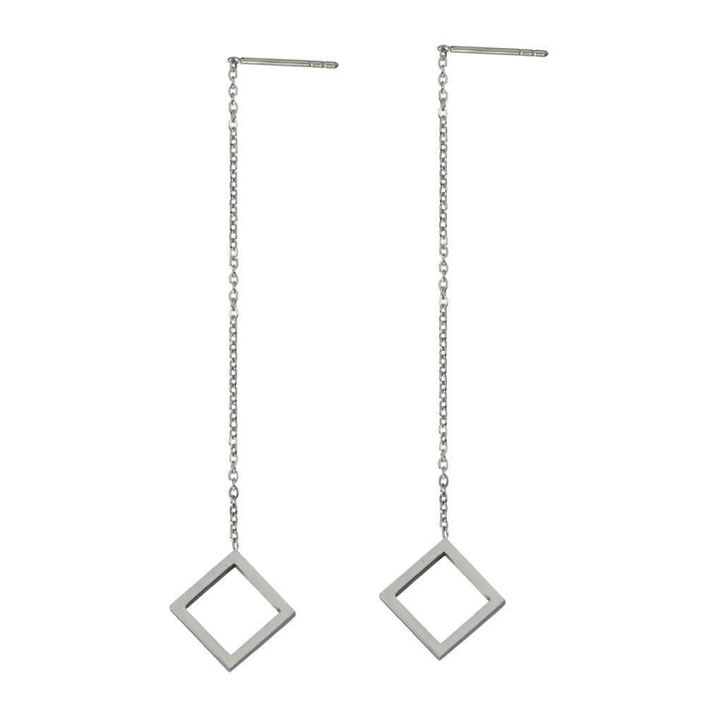 ESS644 STAINLESS STEEL EARRING WITH SQUARE AAB CO..