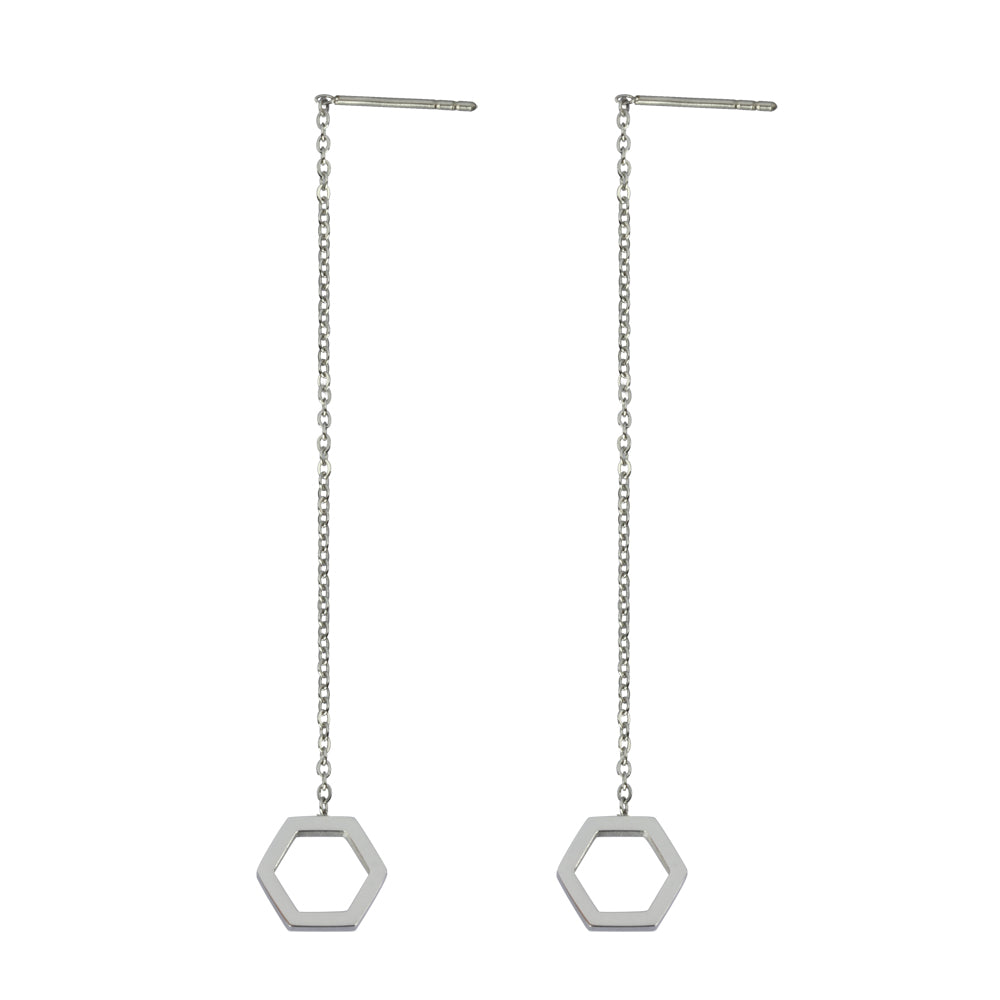 ESS645 STAINLESS STEEL EARRING WITH HEXAGON