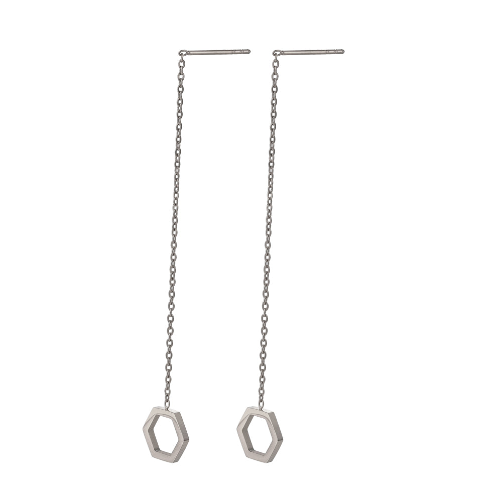 ESS645 STAINLESS STEEL EARRING WITH HEXAGON