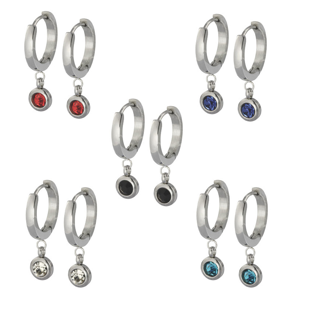 ESS651 STAINLESS STEEL EARRING WITH FOIL STONE