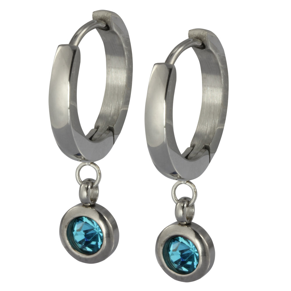 ESS651 STAINLESS STEEL EARRING WITH FOIL STONE