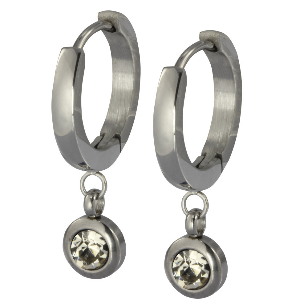ESS651 STAINLESS STEEL EARRING WITH FOIL STONE AAB CO..
