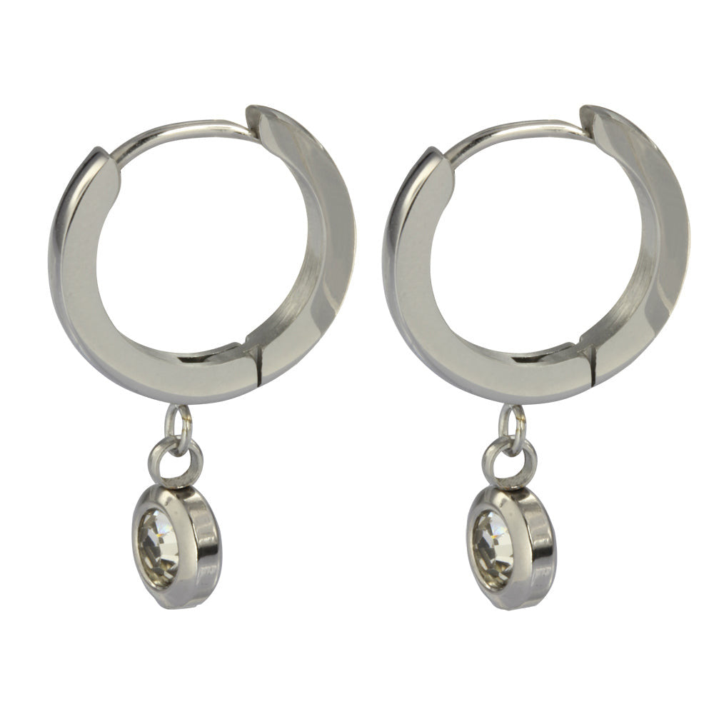 ESS651 STAINLESS STEEL EARRING WITH FOIL STONE AAB CO..
