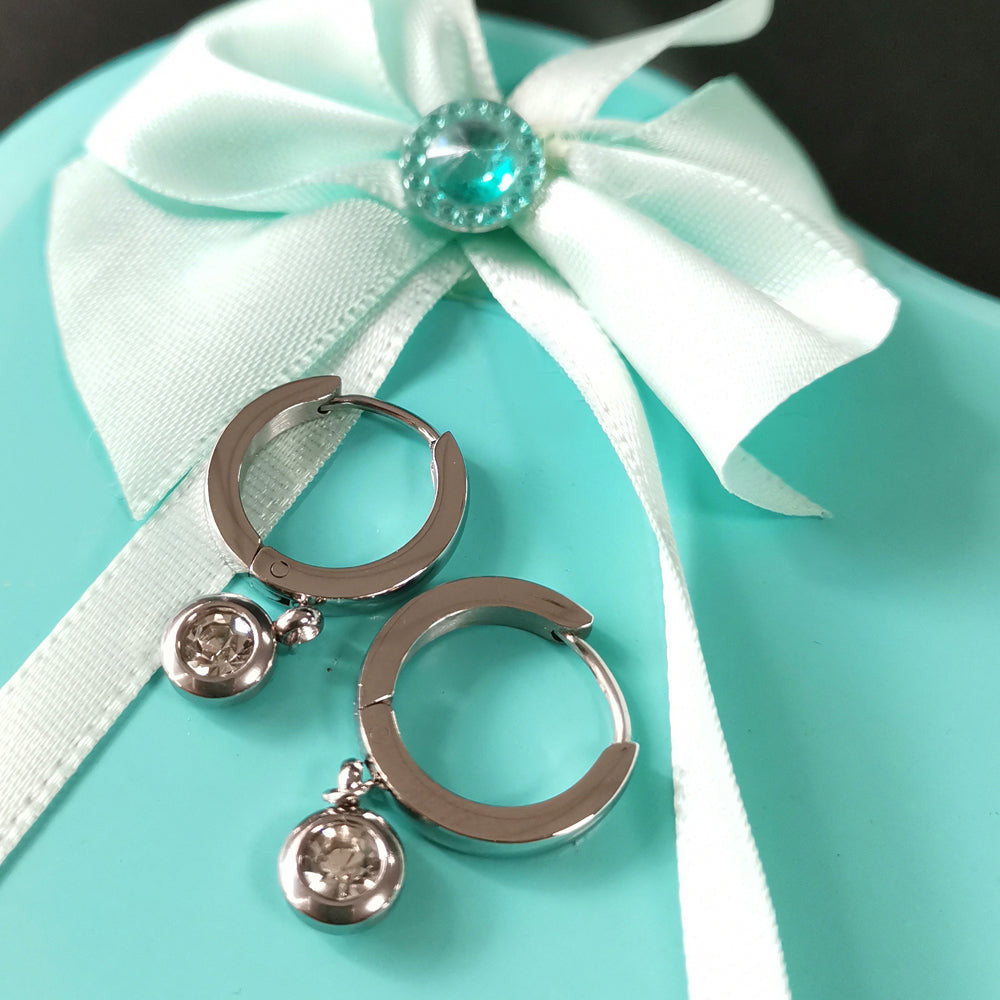 ESS651 STAINLESS STEEL EARRING WITH FOIL STONE AAB CO..