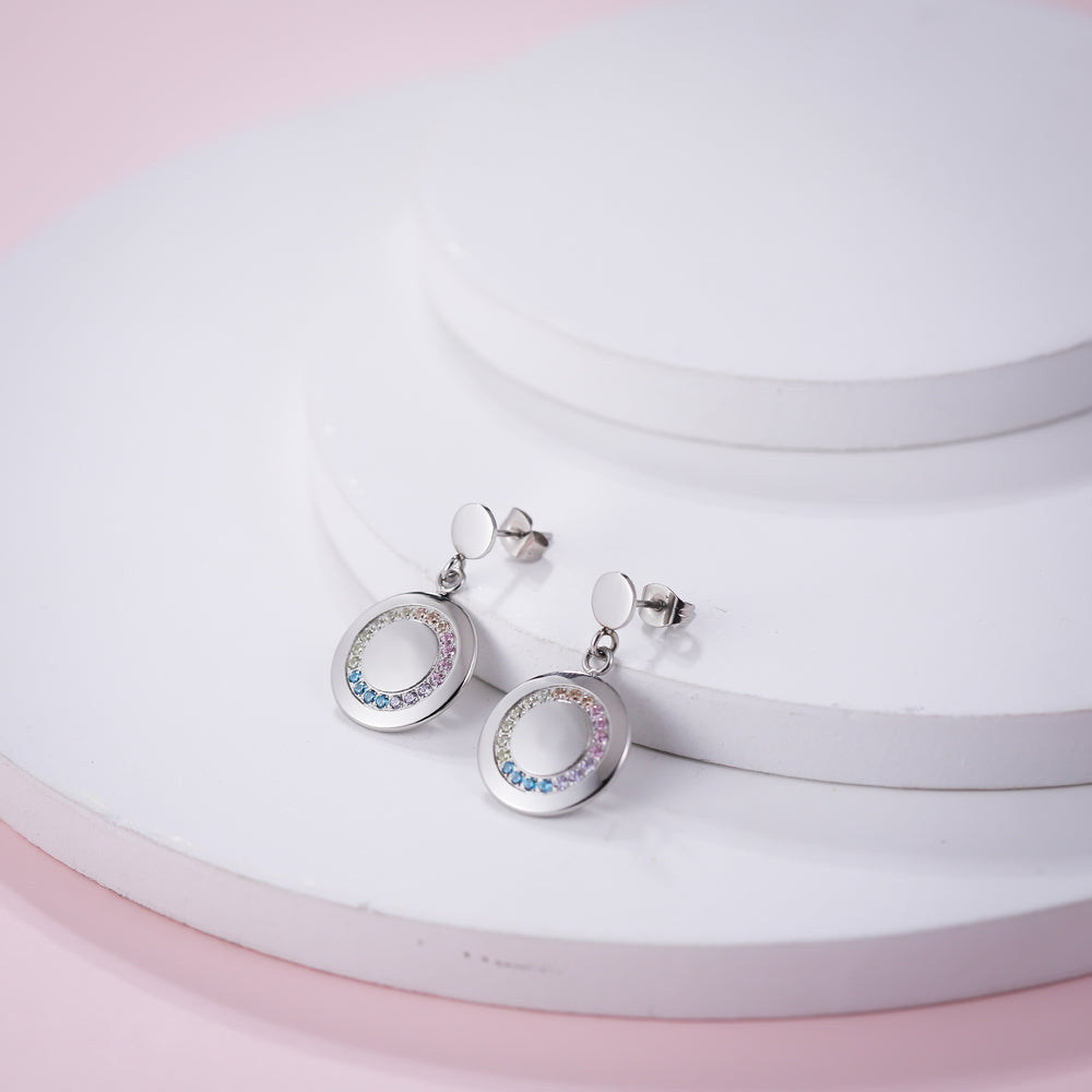 ESS680 STAINLESS STEEL EARRING WITH CZ AAB CO..