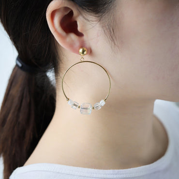 ESS681 STAINLESS STEEL EARRING WITH GLASS AAB CO..