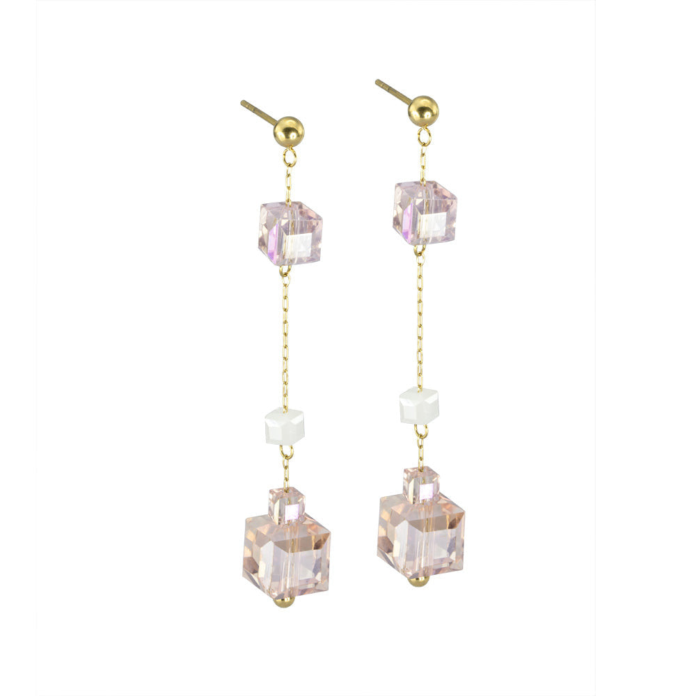 ESS682 STAINLESS STEEL EARRING WITH GLASS AAB CO..