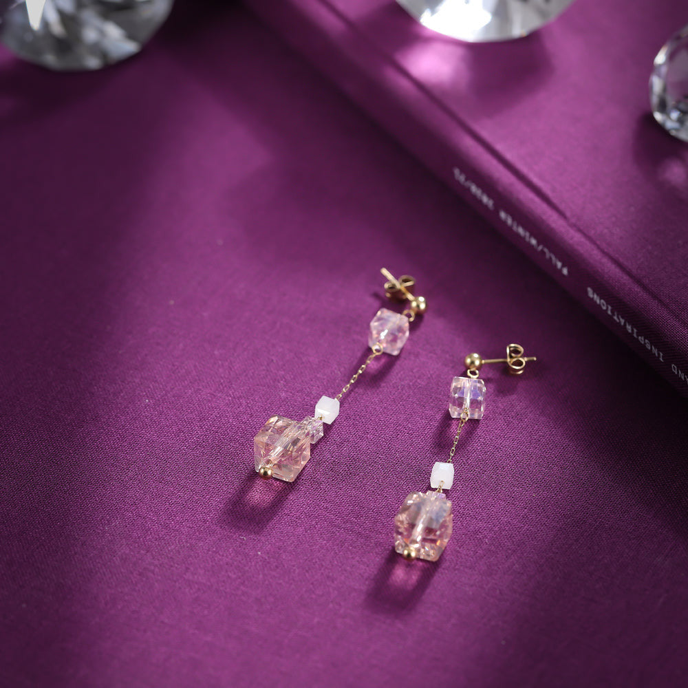 ESS682 STAINLESS STEEL EARRING WITH GLASS AAB CO..