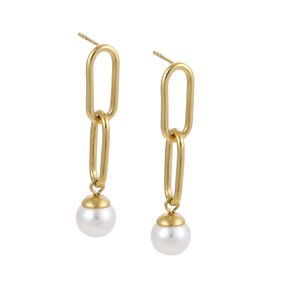 ESS718 STAINLESS STEEL EARRING WITH SHELL PEARL AAB CO..