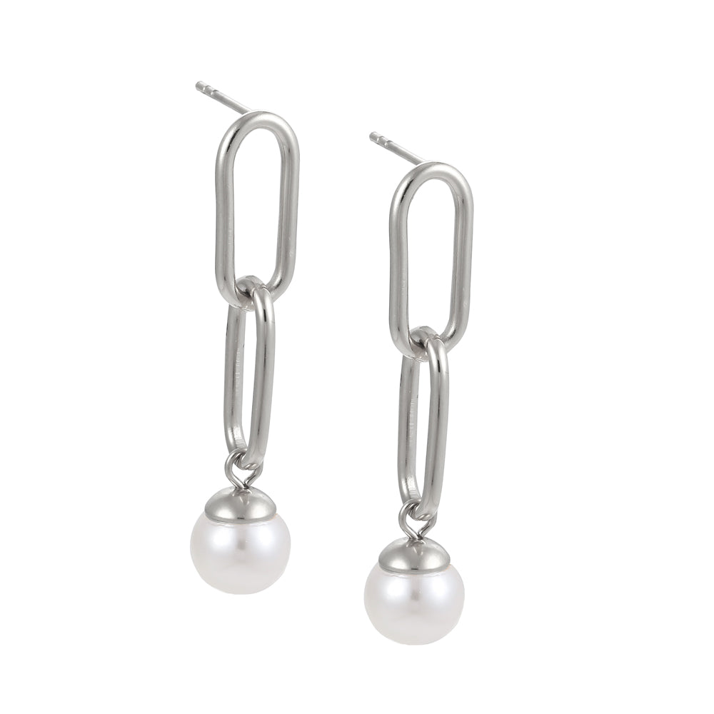 ESS718 STAINLESS STEEL EARRING WITH SHELL PEARL