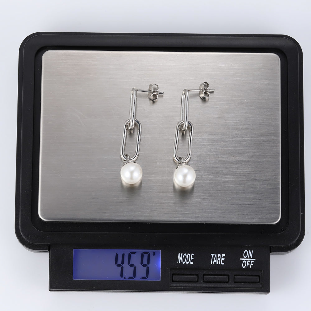 ESS718 STAINLESS STEEL EARRING WITH SHELL PEARL