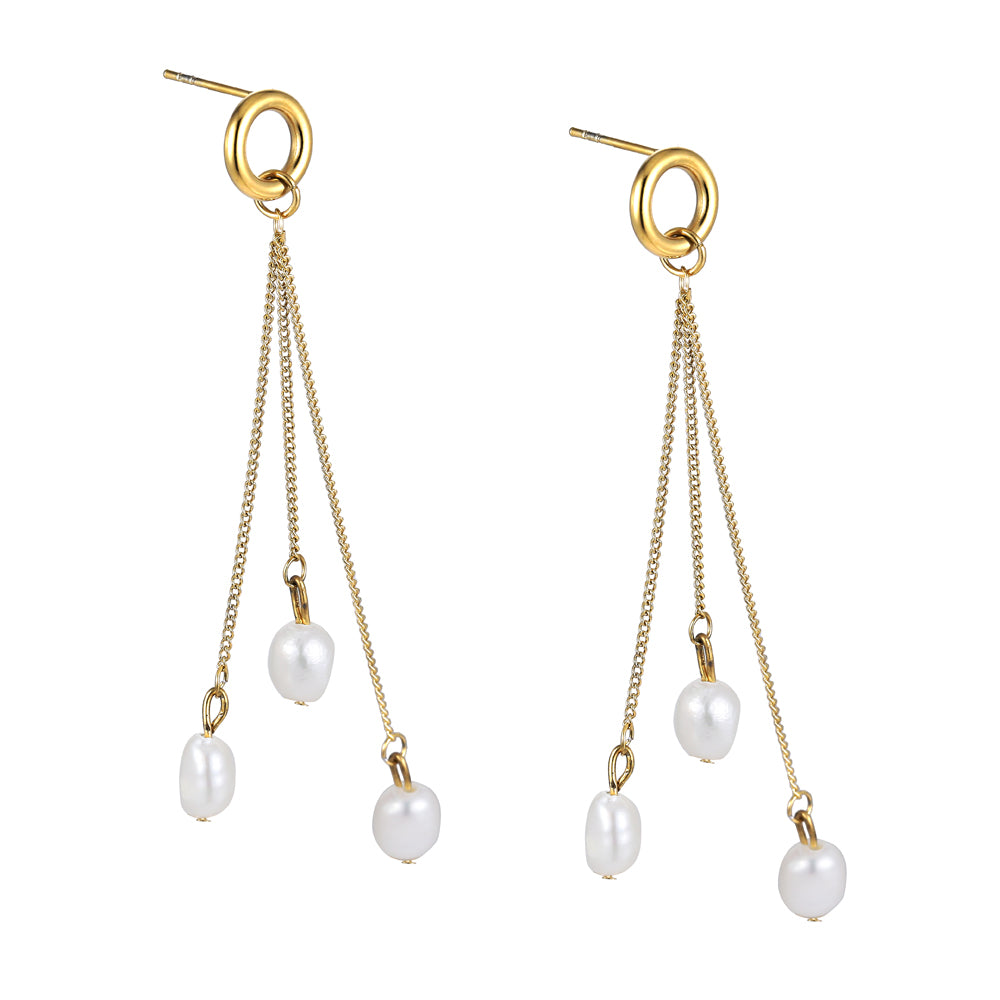 ESS719 STAINLESS STEEL EARRING WITH PEARL AAB CO..