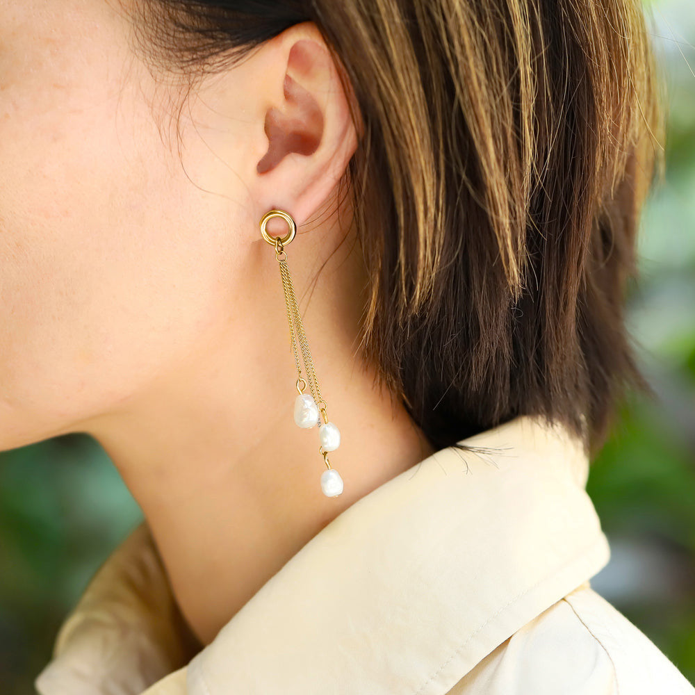 ESS719 STAINLESS STEEL EARRING WITH PEARL AAB CO..