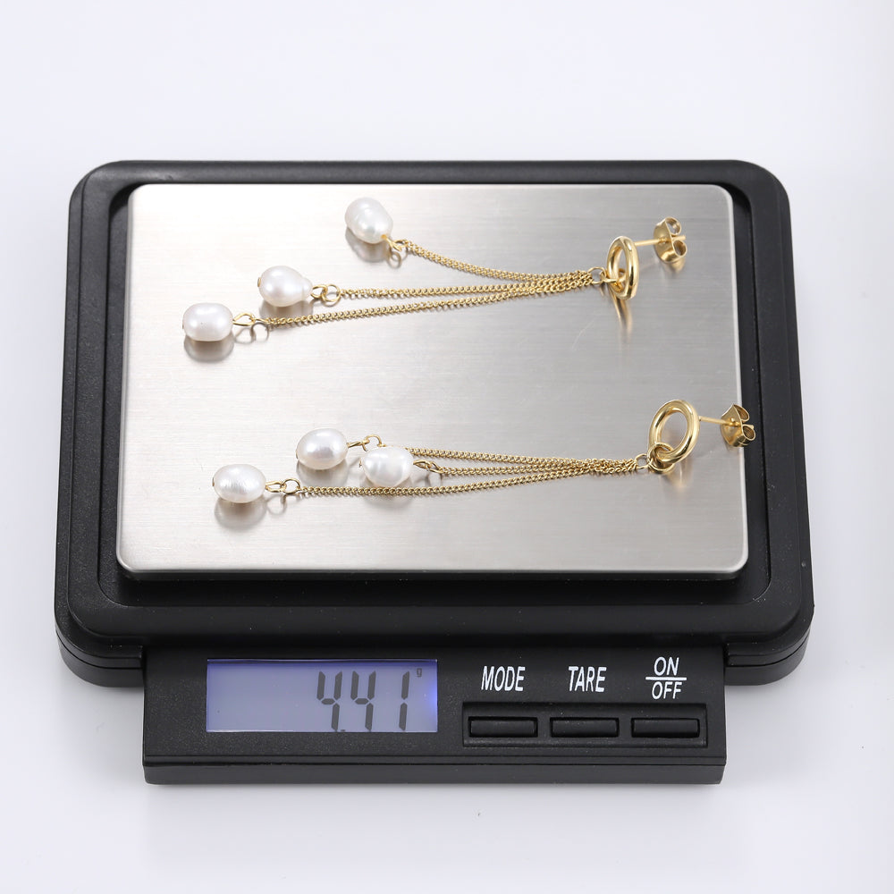 ESS719 STAINLESS STEEL EARRING WITH PEARL AAB CO..