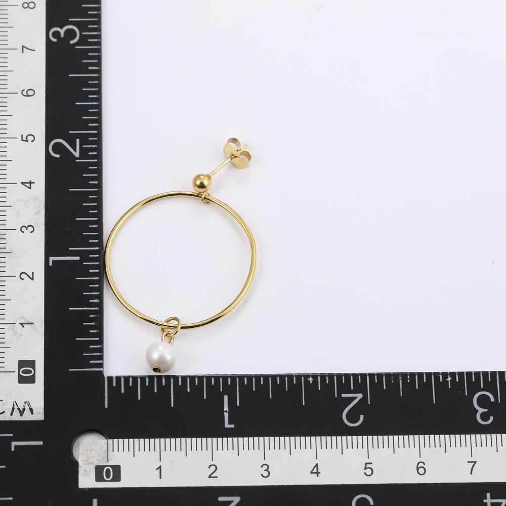 ESS720 STAINLESS STEEL EARRING WITH PEARL AAB CO..