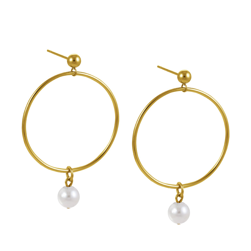 ESS720 STAINLESS STEEL EARRING WITH PEARL AAB CO..
